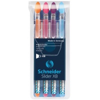 Zestaw długopisów Slider Basic XB 4 szt. miks kolorów neonowych, Długopisy, Artykuły do pisania i korygowania