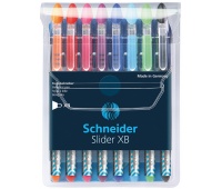 Zestaw długopisów SCHNEIDER Slider Basic, XB, Colours, 8 szt., miks kolorów, Długopisy, Artykuły do pisania i korygowania