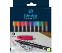 Zestaw cienkopis&oacute;w SCHNEIDER Topliner 967, 0,4 mm, 10 szt., pudełko z zawieszką, mix kolor&oacute;w, Cienkopisy, Artykuły do pisania i korygowania