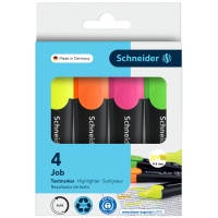 Zestaw zakreślaczy SCHNEIDER Job, 1-5 mm, 4 szt., miks kolor&oacute;w, Textmarkery, Artykuły do pisania i korygowania