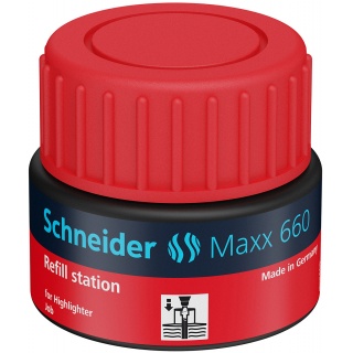 Stacja uzupełniająca SCHNEIDER Maxx 660, 30 ml, czerwony, Textmarkery, Artykuły do pisania i korygowania