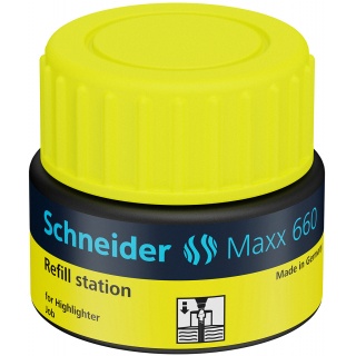 Stacja uzupełniająca SCHNEIDER Maxx 660, 30 ml, żółty, Textmarkery, Artykuły do pisania i korygowania