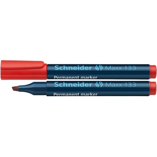 Marker permanentny SCHNEIDER Maxx 133, ścięty, 1-4mm, czerwony, Markery, Artykuły do pisania i korygowania