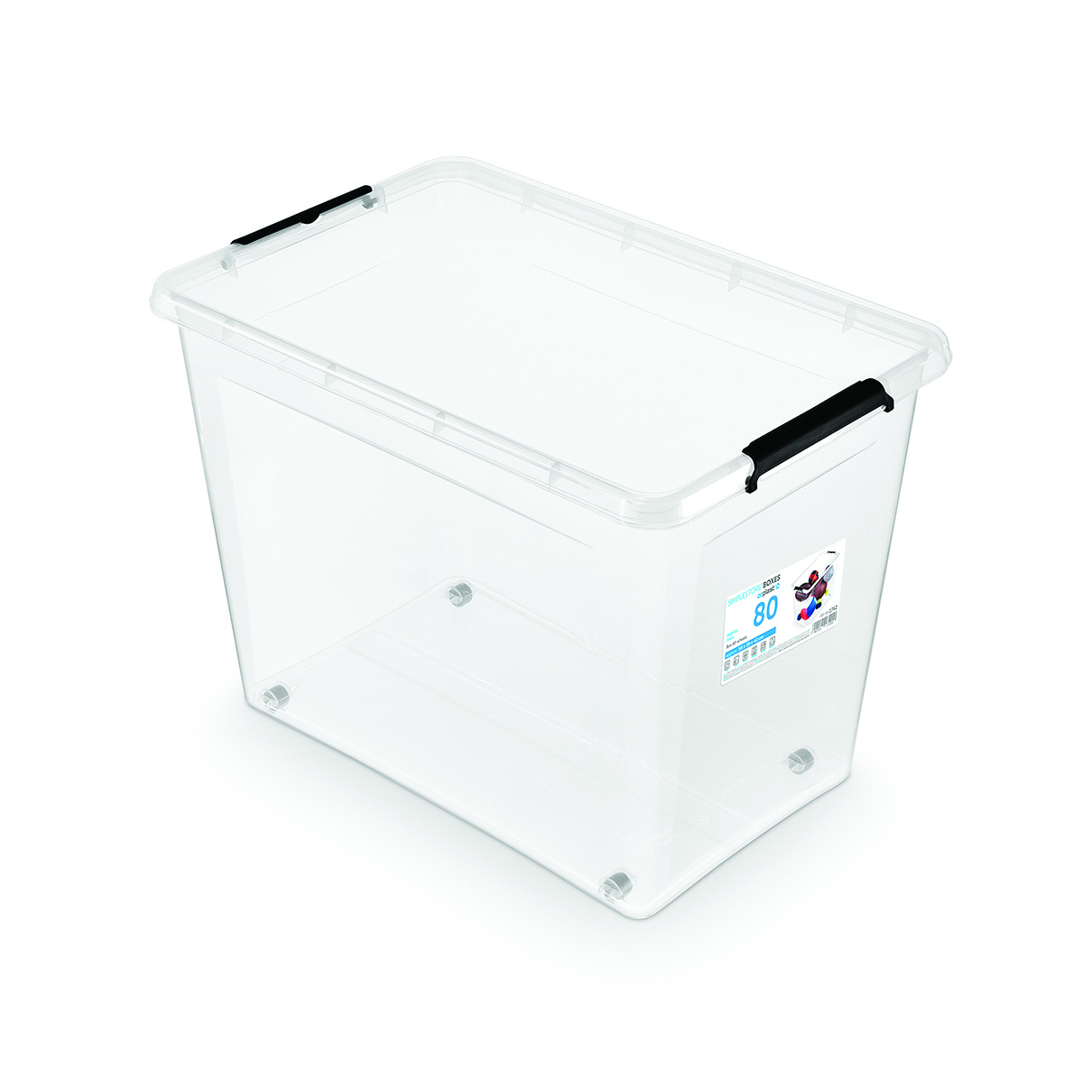 Fall Barber shop pain ORPLAST storage container, SimpleStore Box, 80 l, with a clip, on wheels,  transparent - Eko biuro