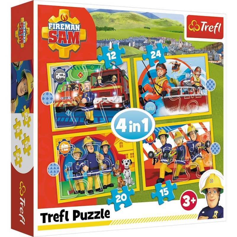 PUZZLE 4w1 (12,15,20,24) - Pomocny strażak Sam, Podkategoria, Kategoria