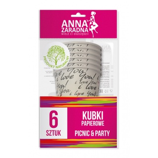 Kubki papierowe ANNA ZARADNA, 200 ml, 6 szt., mix kolorów, Naczynia jednorazowe i serwetki, Artykuły higieniczne i dozowniki