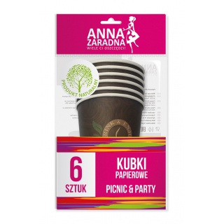Kubki papierowe ANNA ZARADNA, 200 ml, 6 szt., mix kolorów, Naczynia jednorazowe i serwetki, Artykuły higieniczne i dozowniki