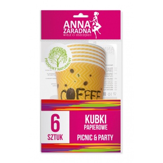 Kubki papierowe ANNA ZARADNA, 200 ml, 6 szt., mix kolorów, Naczynia jednorazowe i serwetki, Artykuły higieniczne i dozowniki