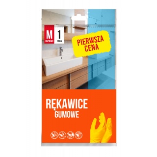 Rękawice gumowe PIERWSZA CENA, rozmiar M, 1 para, żółte, Rękawice, Ochrona indywidualna