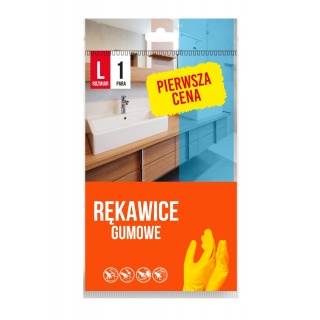 Rękawice gumowe PIERWSZA CENA, rozmiar L, 1 para, żółte, Rękawice, Ochrona indywidualna