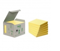 Ekologiczne karteczki samoprzylepne POST-IT® (654-1B), 76x76mm, 6x100 kart., żółte, Bloczki samoprzylepne, Papier i etykiety