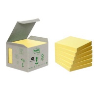 Ecological sticky notes POST-IT® (654-1B), 76x76mm, 6x100 cards, yellow