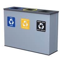 Trash can ALDA ROOM BASKET, for segregation, 3x60l, organic coated steel, gray