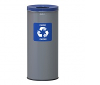 Trash can ALDA EKO, 45l, for segregation: paper, organic coated steel, blue lid, gray
