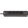 Power strip BRENNENSTUHL ECOLOR, 4 sockets, 2 x USB, cable length: 1,5m, black