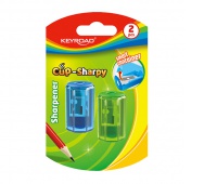 Plastic sharpener KEYROAD CUP-SHARPY, single, with waste container, diameter: 8mm, 2 pcs, blister pack