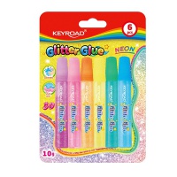 Glitter glue KEYROAD, 6 x 10g, neon shades, blister pack