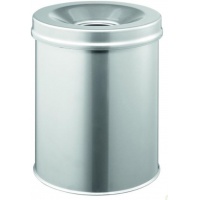 Trash can, 15l, with a lid, metallic