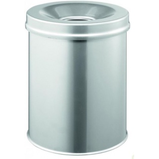 Kosz na śmieci, 15l, z pokrywą, metaliczny, Kosze metal, Wyposażenie biura