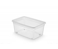 Storage container, ORPLAST Basestore Box, on wheels, 40l, (580 x 390 x 250mm), transparent