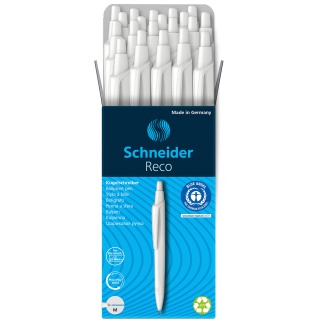 Długopis automatyczny SCHNEIDER Reco biały, M, niebieski, Długopisy, Artykuły do pisania i korygowania
