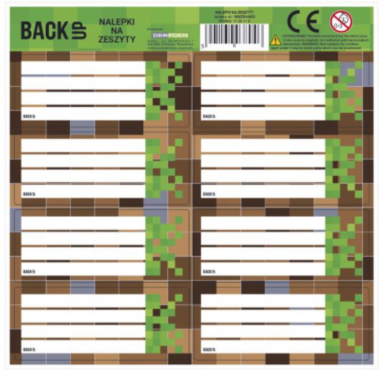 NALEPKI NA ZESZYTY BACKUP 4 A 68 GAME 25szt., Podkategoria, Kategoria