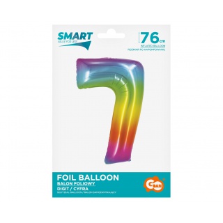 BALON FOLIOWY SMART CYFRA "7" TĘCZOWA 76cm., Podkategoria, Kategoria