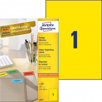 Etykiety trwałe kolorowe Avery Zweckform; A4, 100 ark./op., 210 x 297 mm, żółte, Etykiety do organizowania i archiwizowania, Papier i etykiety