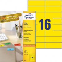 Etykiety trwałe kolorowe Avery Zweckform; A4, 100 ark./op., 105 x 37 mm, żółte, Etykiety do organizowania i archiwizowania, Papier i etykiety