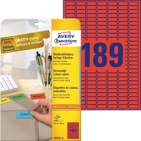 Etykiety usuwalne kolorowe Avery Zweckform; A4, 20 ark./op., 25,4 x 10 mm, czerwone, Etykiety do organizowania i archiwizowania, Papier i etykiety