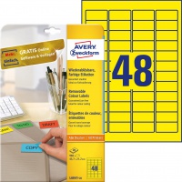 Etykiety usuwalne kolorowe Avery Zweckform; A4, 20 ark./op., 45,7 x 21,2 mm, żółte, Etykiety do organizowania i archiwizowania, Papier i etykiety