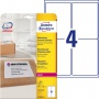 Etykiety wysyłkowe odporne na zmiany pogodowe Avery Zweckform; A4, 25 ark./op., 99,1 x 139 mm, białe, Etykiety na paczki i przesyłki, Papier i etykiety