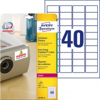 Etykiety TripleBond™ Avery Zweckform; A4, 20 ark./op., 45,7 x 25,4 mm, białe, Etykiety ochronne i zabezpieczające, Papier i etykiety
