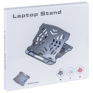 Podstawa pod laptopa z obrotowym podłożem Q-CONNECT, 25,5x28x2,2 cm, czarna, Ergonomia, Akcesoria komputerowe, Wyposażenie biura