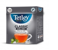 Tea TETLEY CLASSIC EARL GRAY, 100 tea bags à 1.5 g.