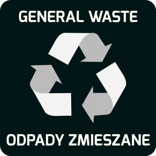 Naklejka samoprzylepna na kosze EKO ALDA, odpady zmieszane, Kosze metal, Wyposażenie biura