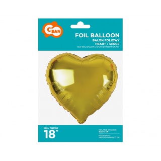 BALON FOLIOWY SERCE ZŁOTE 18", Podkategoria, Kategoria