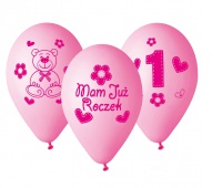 BALONY PREMIUM "MOJE 1 URODZINY R&Oacute;ŻOWE" 12" /5/, Podkategoria, Kategoria