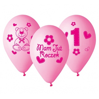 BALONY PREMIUM "MOJE 1 URODZINY R&Oacute;ŻOWE" 12" /5/, Podkategoria, Kategoria