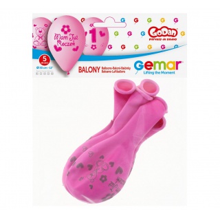 BALONY PREMIUM "MOJE 1 URODZINY R&Oacute;ŻOWE" 12" /5/, Podkategoria, Kategoria