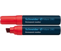 Marker permanentny SCHNEIDER Maxx 280, ścięty, 4-12mm, czerwony, Markery, Artykuły do pisania i korygowania