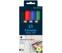 Zestaw markerów do tablic SCHNEIDER Maxx 293, 2-5 mm, 4 szt., pudełko z zawieszką, mix kolorów, Markery, Artykuły do pisania i korygowania, EKO-CERT