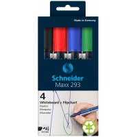 Zestaw markerów do tablic SCHNEIDER Maxx 293, 2-5 mm, 4 szt., pudełko z zawieszką, mix kolorów, Markery, Artykuły do pisania i korygowania, EKO-CERT