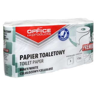 Papier toaletowy celulozowy OFFICE PRODUCTS Premium, 3-warstwowy, 150 listków, 15m, 8szt., biały, Papiery toaletowe i dozowniki, Artykuły higieniczne i dozowniki
