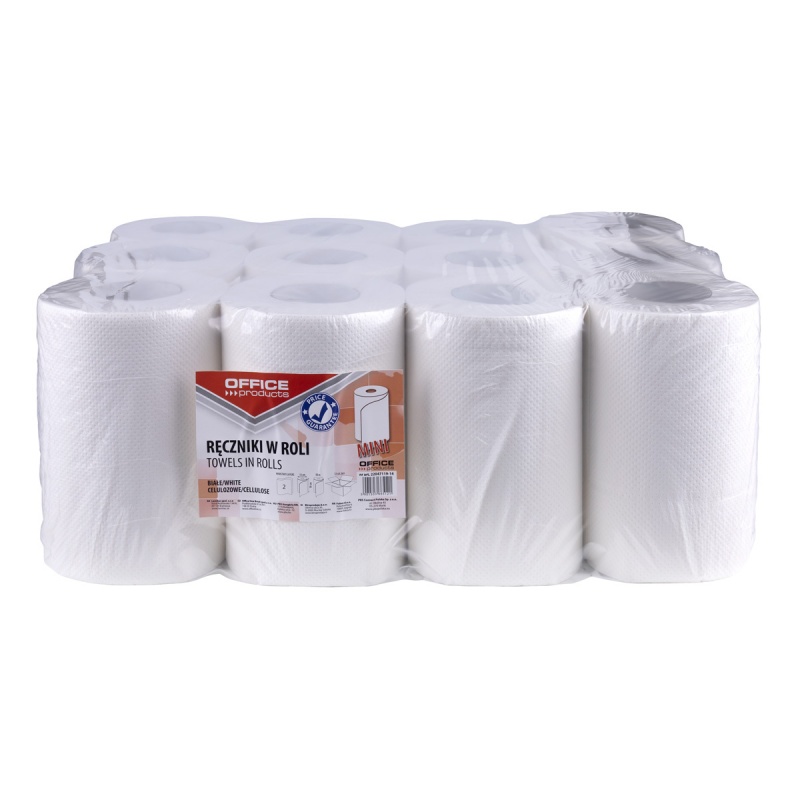 Cellulose towels, in the roll, OFFICE PRODUCTS Mini, 2-ply, 50m, 12 pcs, white