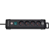 Power Strip BRENNERSTUHL Premium, 4 sockets, clip, 1.8 m, with a switch, black
