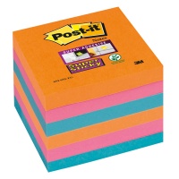 Bloczek samop. POST-IT® Super Sticky (654-6SS-EG) 76x76mm 6x90 kart. iskrzące kolory, Bloczki samoprzylepne, Papier i etykiety