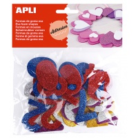 Naklejki APLI Eva, cyferki, brokatowe, 50 szt., mix kolorów, Produkty kreatywne, Artykuły szkolne