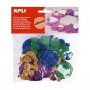Self-adhesive letters, APLI, glitter, 52 pieces, assorted colours