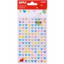 Stickers, APLI, felt, hearts, 84 pieces, assorted colours